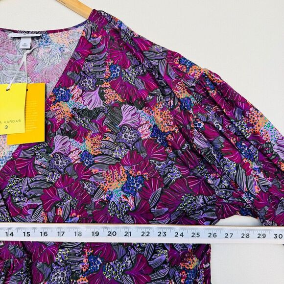 Kika Vargas x Target Wrap Blouse Floral Top 2X Fairy Boho Casual Summer Purple - Picture 5 of 8